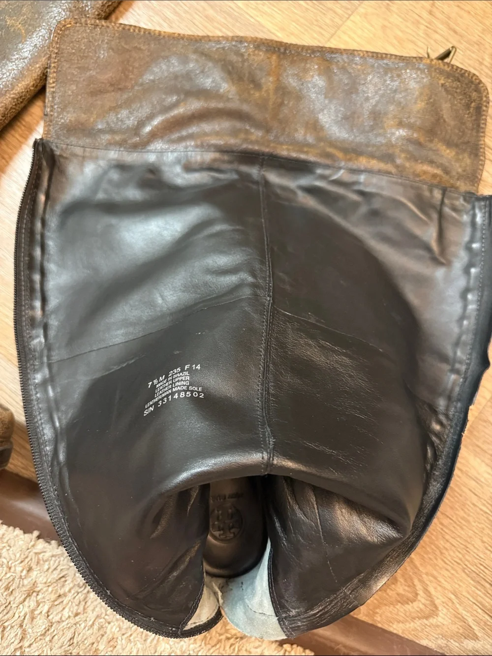 Tory Burch Distressed Brown Leather Riding Boots – Women’s Size 7.5
